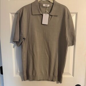 NWT Kalibre Men's Knit Polo Shirt in Light Gray
